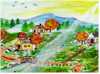 A mountain town in autumn.