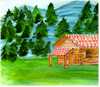 A mountain cabin.