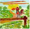A rooster greets the day