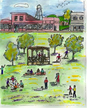 It's the same bandstand where we were entertained on Wednesday nights by the Hedrick High School band.