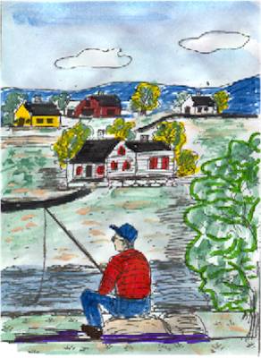 He'd gone fishing in the river.