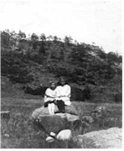 My mother and her cousin Irma Yehle on the homestead
