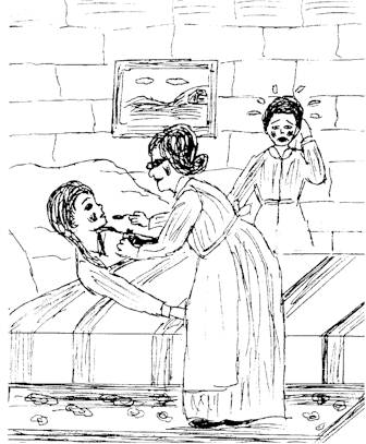 Mother gave her a spoonful of medicine.